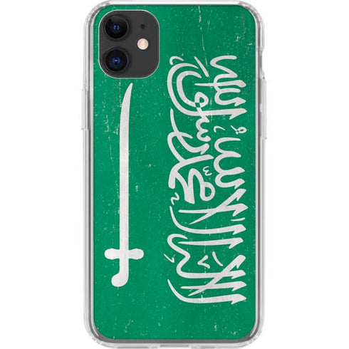 Saudi Arabia Flag Distressed iPhone 11 Clear Case